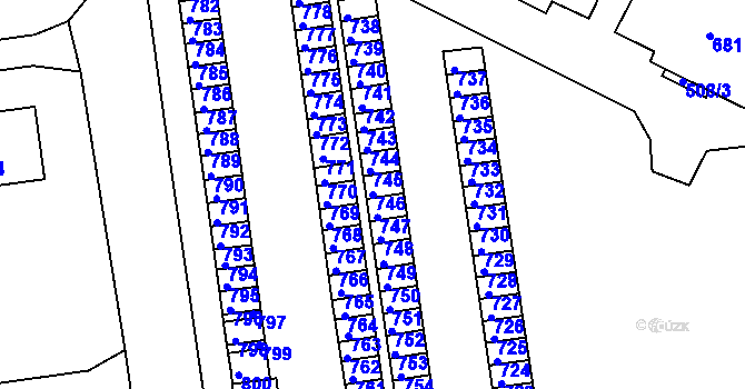 Parcela st. 746 v KÚ Poruba, Katastrální mapa