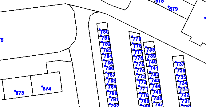Parcela st. 784 v KÚ Poruba, Katastrální mapa