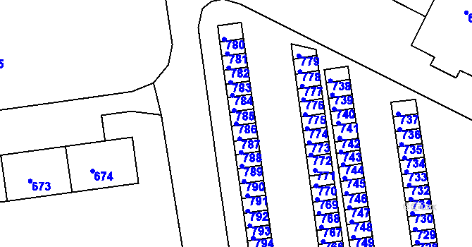 Parcela st. 786 v KÚ Poruba, Katastrální mapa