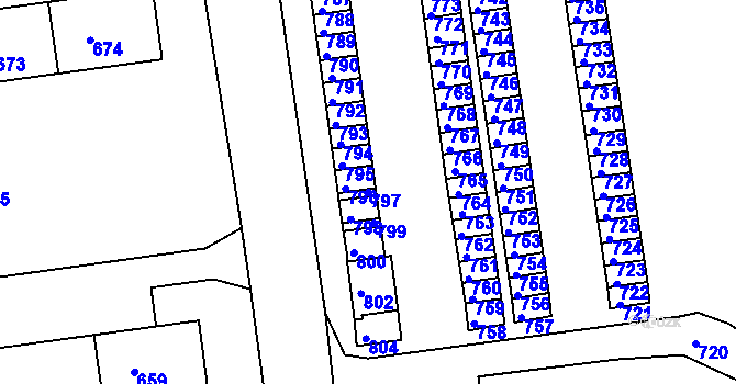 Parcela st. 797 v KÚ Poruba, Katastrální mapa