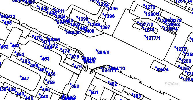 Parcela st. 894/1 v KÚ Poruba, Katastrální mapa