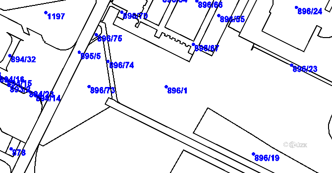 Parcela st. 896/1 v KÚ Poruba, Katastrální mapa