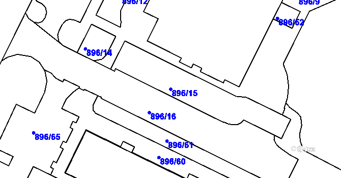 Parcela st. 896/15 v KÚ Poruba, Katastrální mapa