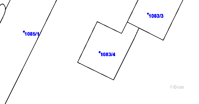 Parcela st. 1083/4 v KÚ Poruba, Katastrální mapa