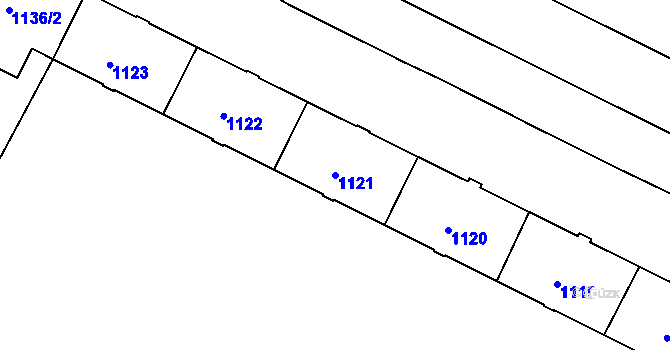 Parcela st. 1121 v KÚ Poruba, Katastrální mapa