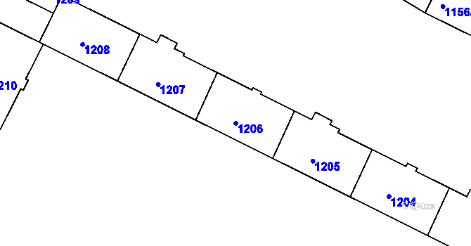 Parcela st. 1206 v KÚ Poruba, Katastrální mapa