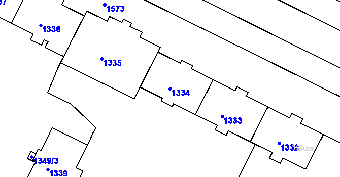 Parcela st. 1334 v KÚ Poruba, Katastrální mapa