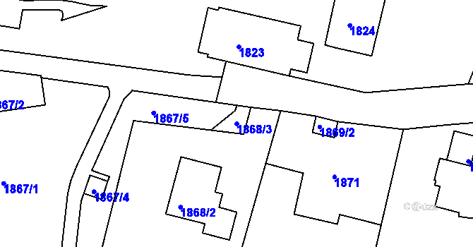 Parcela st. 1868/3 v KÚ Poruba, Katastrální mapa