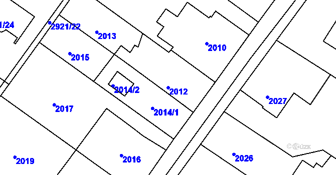 Parcela st. 2012 v KÚ Poruba, Katastrální mapa