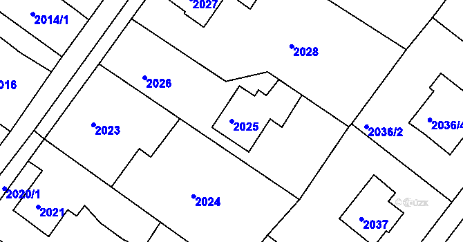 Parcela st. 2025 v KÚ Poruba, Katastrální mapa
