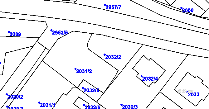 Parcela st. 2032/2 v KÚ Poruba, Katastrální mapa