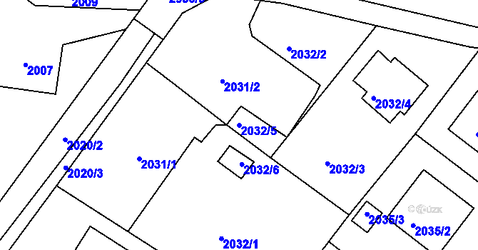 Parcela st. 2032/5 v KÚ Poruba, Katastrální mapa
