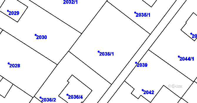 Parcela st. 2036/1 v KÚ Poruba, Katastrální mapa