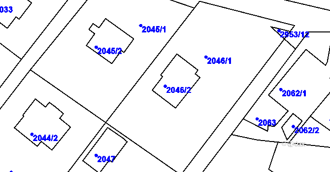 Parcela st. 2046/2 v KÚ Poruba, Katastrální mapa