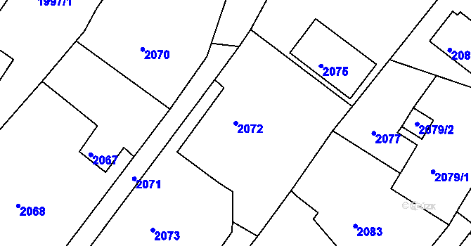 Parcela st. 2072 v KÚ Poruba, Katastrální mapa