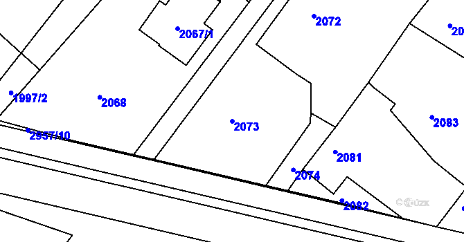 Parcela st. 2073 v KÚ Poruba, Katastrální mapa