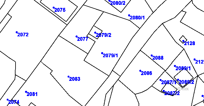 Parcela st. 2079/1 v KÚ Poruba, Katastrální mapa