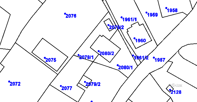 Parcela st. 2080/2 v KÚ Poruba, Katastrální mapa