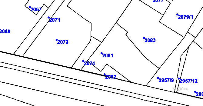 Parcela st. 2081 v KÚ Poruba, Katastrální mapa