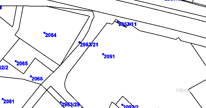 Parcela st. 2091 v KÚ Poruba, Katastrální mapa