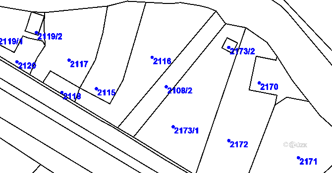 Parcela st. 2108/2 v KÚ Poruba, Katastrální mapa