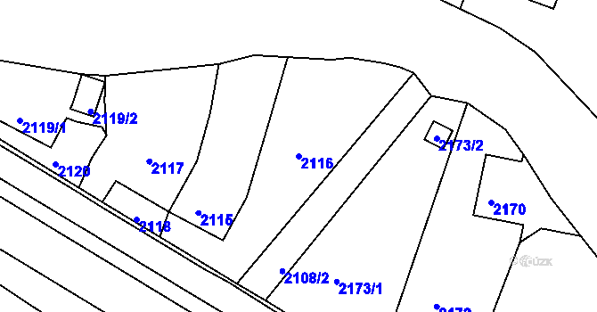 Parcela st. 2116 v KÚ Poruba, Katastrální mapa