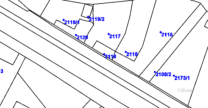 Parcela st. 2118 v KÚ Poruba, Katastrální mapa