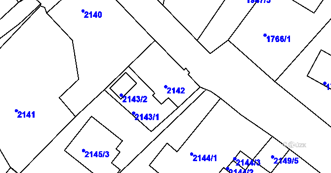 Parcela st. 2142 v KÚ Poruba, Katastrální mapa