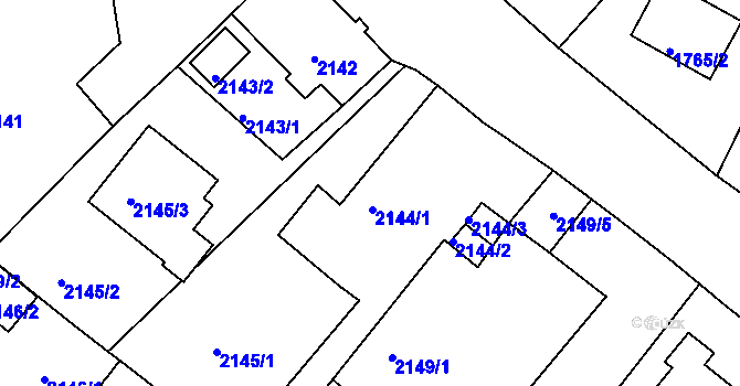 Parcela st. 2144 v KÚ Poruba, Katastrální mapa