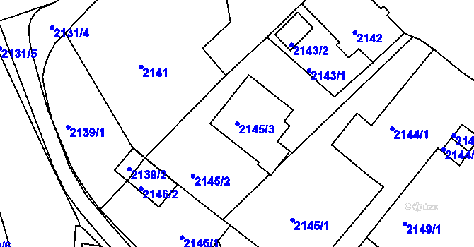 Parcela st. 2145/3 v KÚ Poruba, Katastrální mapa