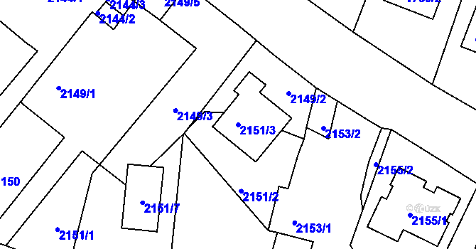 Parcela st. 2151/3 v KÚ Poruba, Katastrální mapa