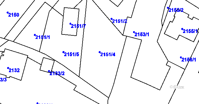 Parcela st. 2151/4 v KÚ Poruba, Katastrální mapa