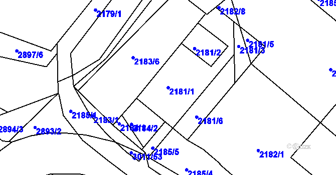 Parcela st. 2181/1 v KÚ Poruba, Katastrální mapa
