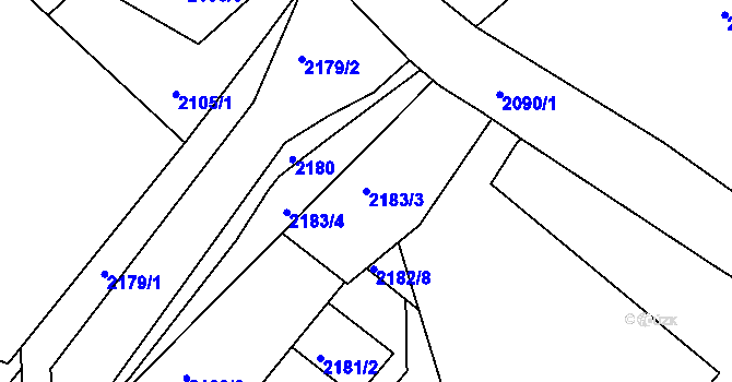 Parcela st. 2183/3 v KÚ Poruba, Katastrální mapa