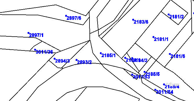 Parcela st. 2185/1 v KÚ Poruba, Katastrální mapa