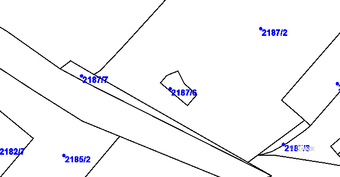 Parcela st. 2187/6 v KÚ Poruba, Katastrální mapa