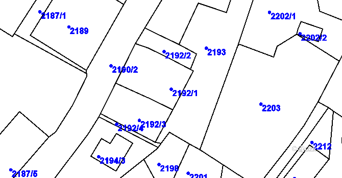 Parcela st. 2192/1 v KÚ Poruba, Katastrální mapa
