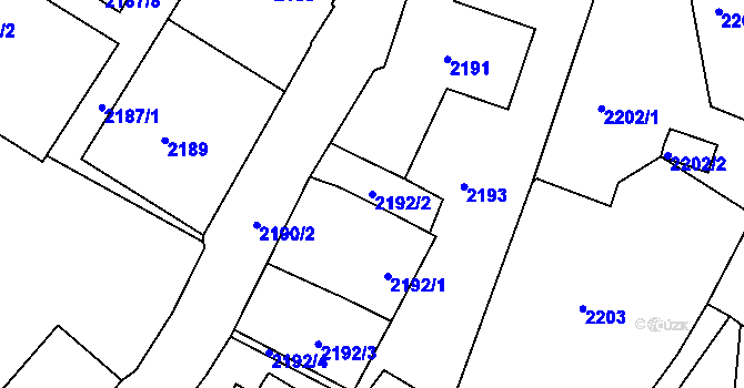 Parcela st. 2192/2 v KÚ Poruba, Katastrální mapa