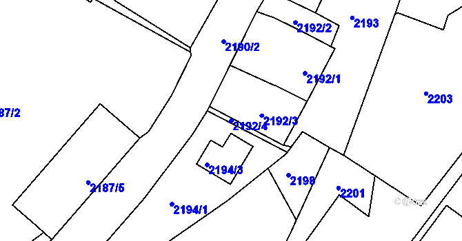 Parcela st. 2192/4 v KÚ Poruba, Katastrální mapa