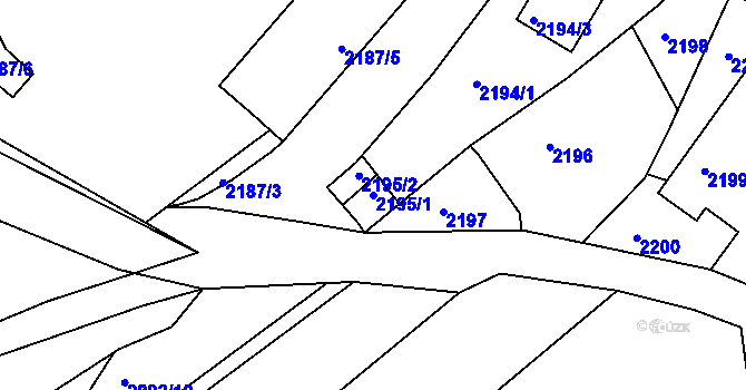 Parcela st. 2195/1 v KÚ Poruba, Katastrální mapa