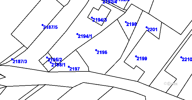 Parcela st. 2196 v KÚ Poruba, Katastrální mapa