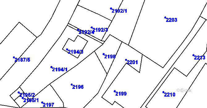 Parcela st. 2198 v KÚ Poruba, Katastrální mapa