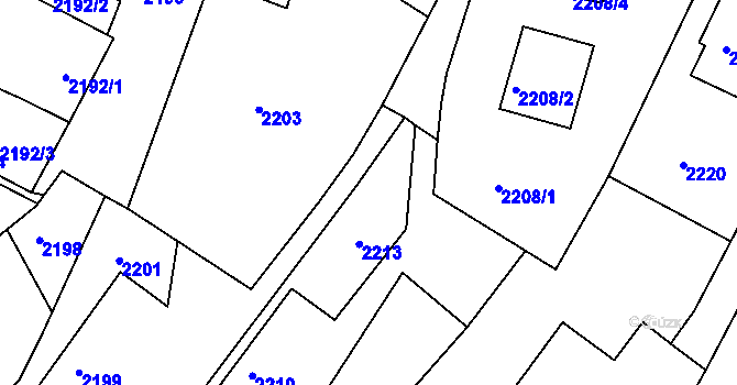 Parcela st. 2212 v KÚ Poruba, Katastrální mapa