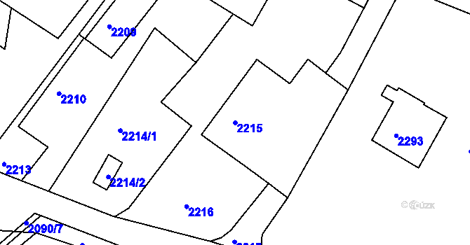Parcela st. 2215 v KÚ Poruba, Katastrální mapa