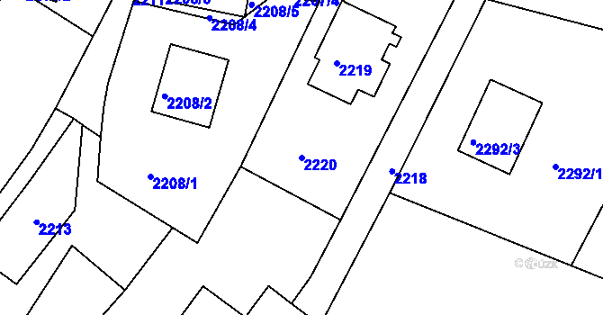 Parcela st. 2220 v KÚ Poruba, Katastrální mapa