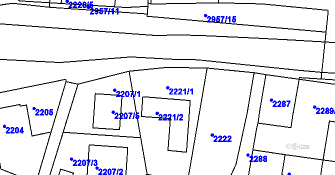 Parcela st. 2221/1 v KÚ Poruba, Katastrální mapa