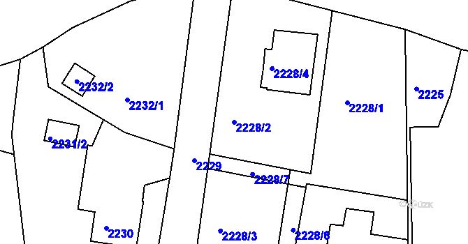 Parcela st. 2228/2 v KÚ Poruba, Katastrální mapa