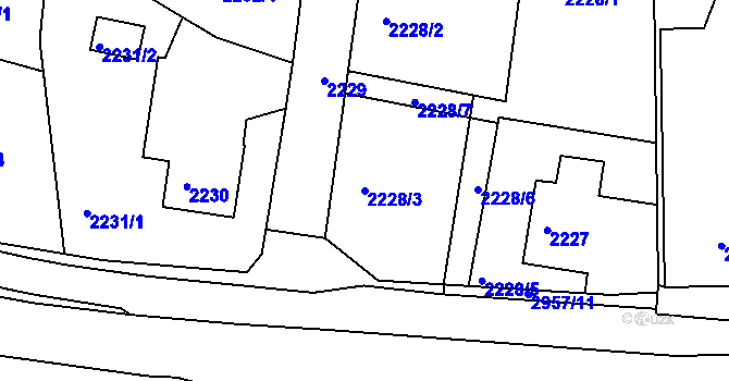 Parcela st. 2228/3 v KÚ Poruba, Katastrální mapa