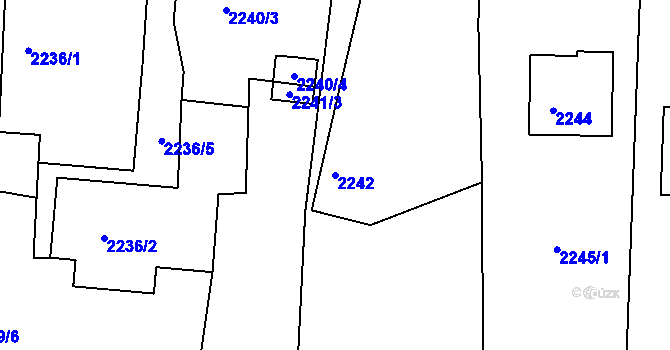 Parcela st. 2242 v KÚ Poruba, Katastrální mapa