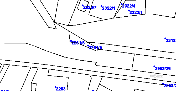 Parcela st. 2261/5 v KÚ Poruba, Katastrální mapa